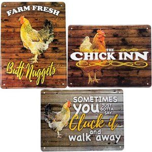 3PACK, 8X12 Aluminum tin Chicken Signs|Chicken coop Supplies |Chicken Coop Decor
